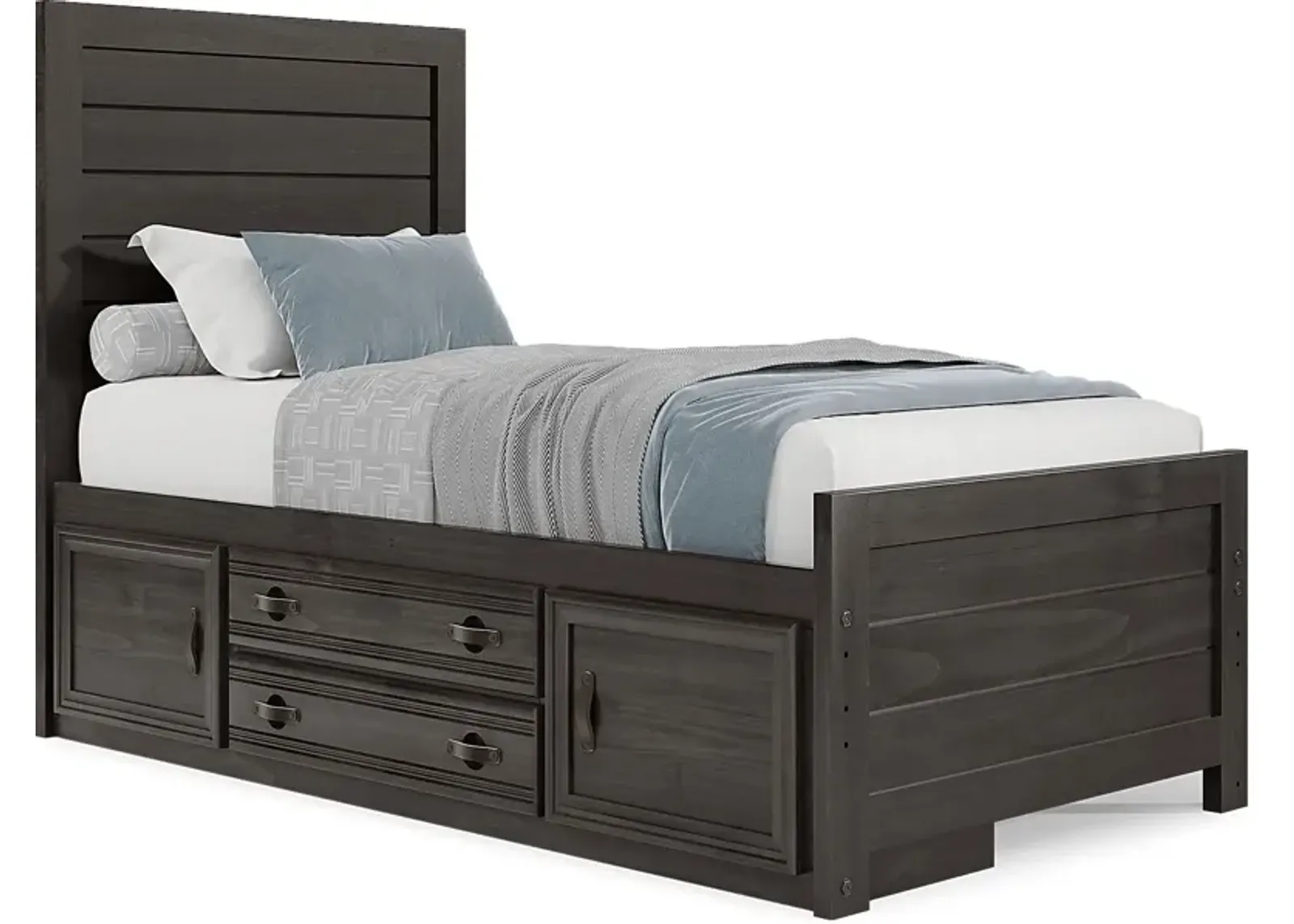 Kids Creekside 2.0 Charcoal 3 Pc Twin Panel Bed with Storage Side Rail