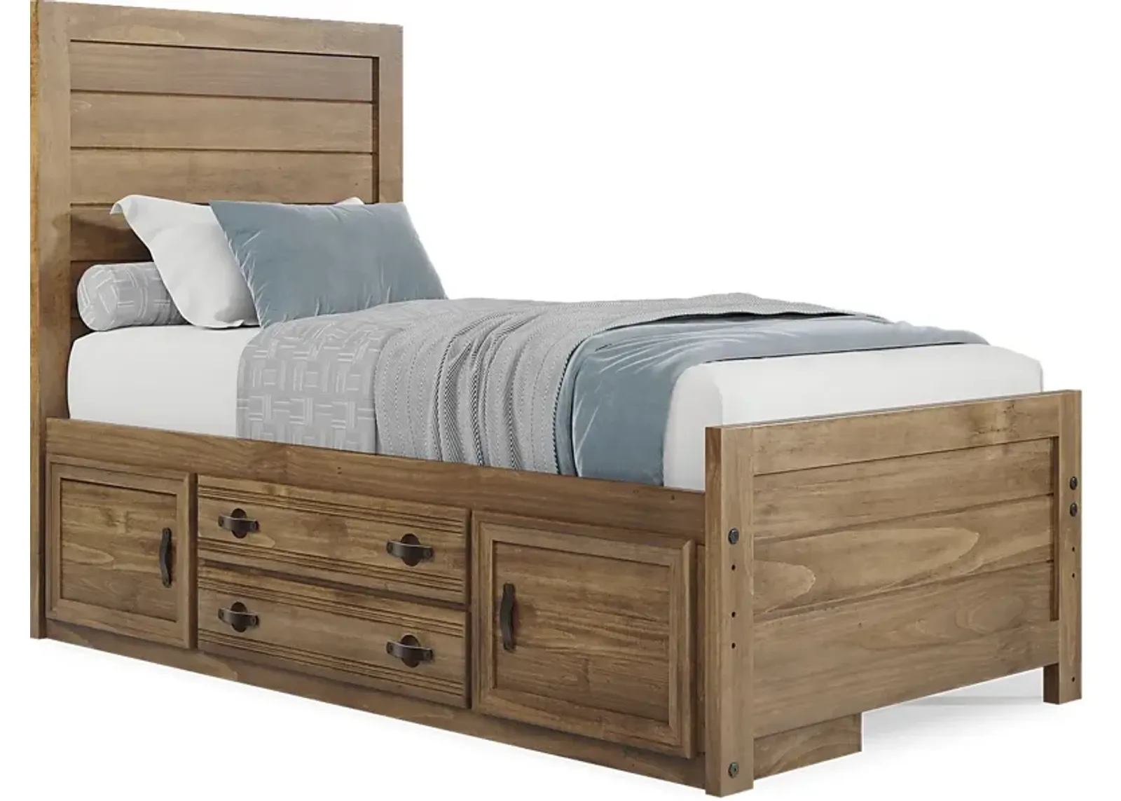 Kids Creekside 2.0 Chestnut 3 Pc Twin Panel Bed with Storage Side Rail