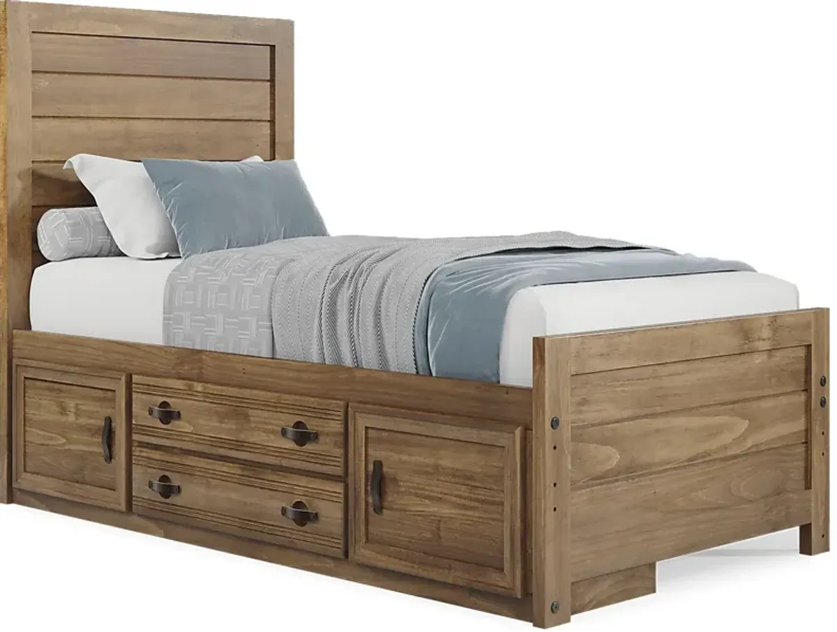 Kids Creekside 2.0 Chestnut 3 Pc Twin Panel Bed with Storage Side Rail