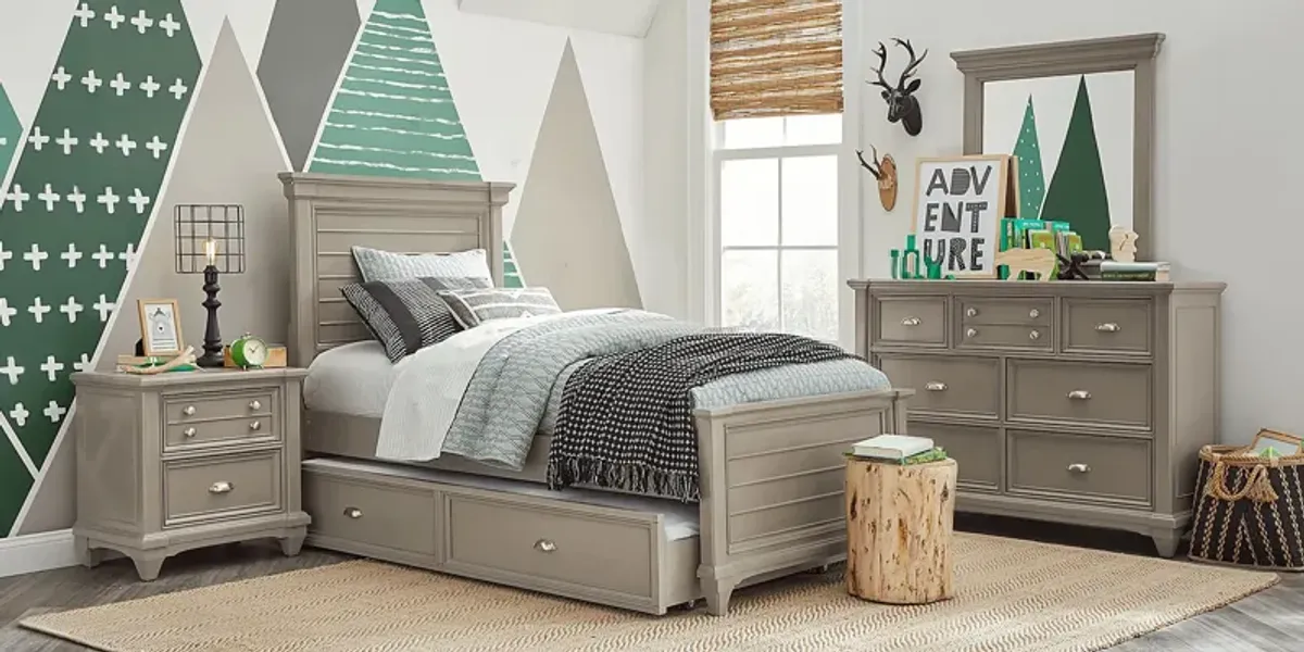 Kids Hilton Head Gray 3 Pc Twin Panel Bed