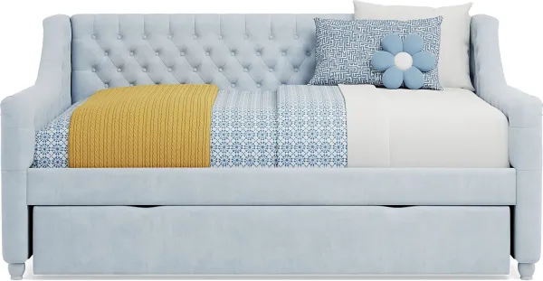 Alena Light Blue Full Daybed with Twin Storage Trundle