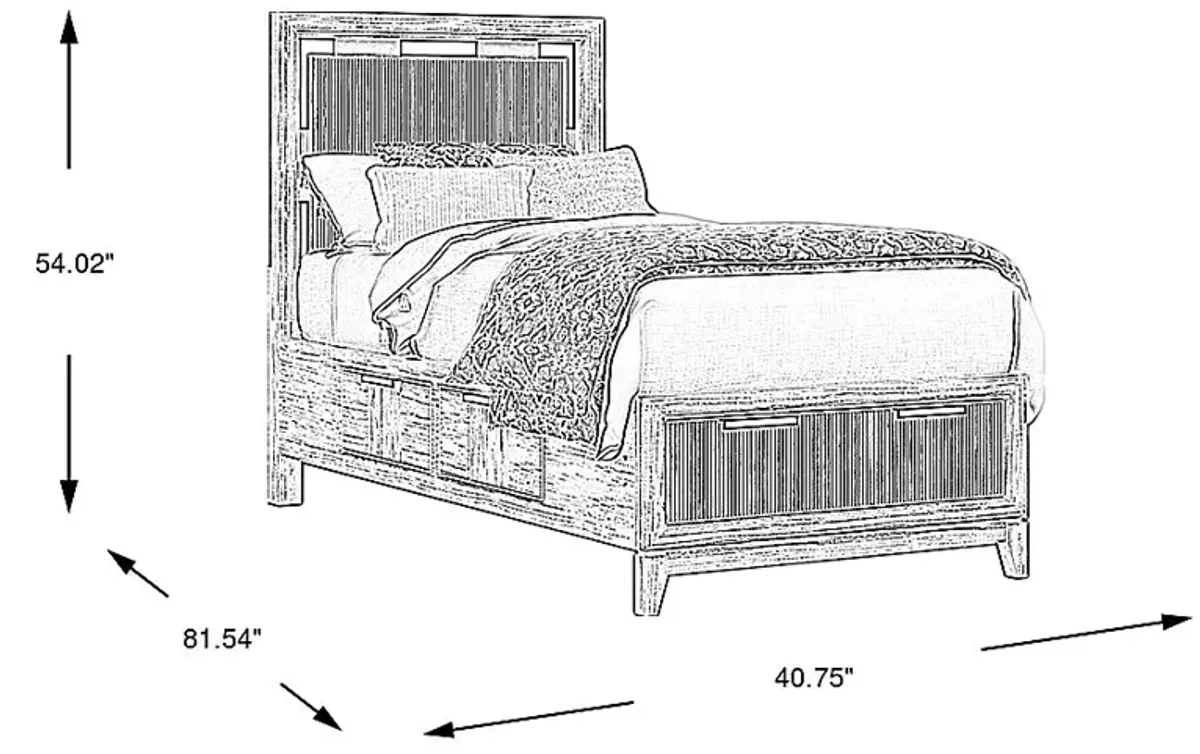 Kids Bellante Jr. 3 Pc Linen Twin Storage Bed