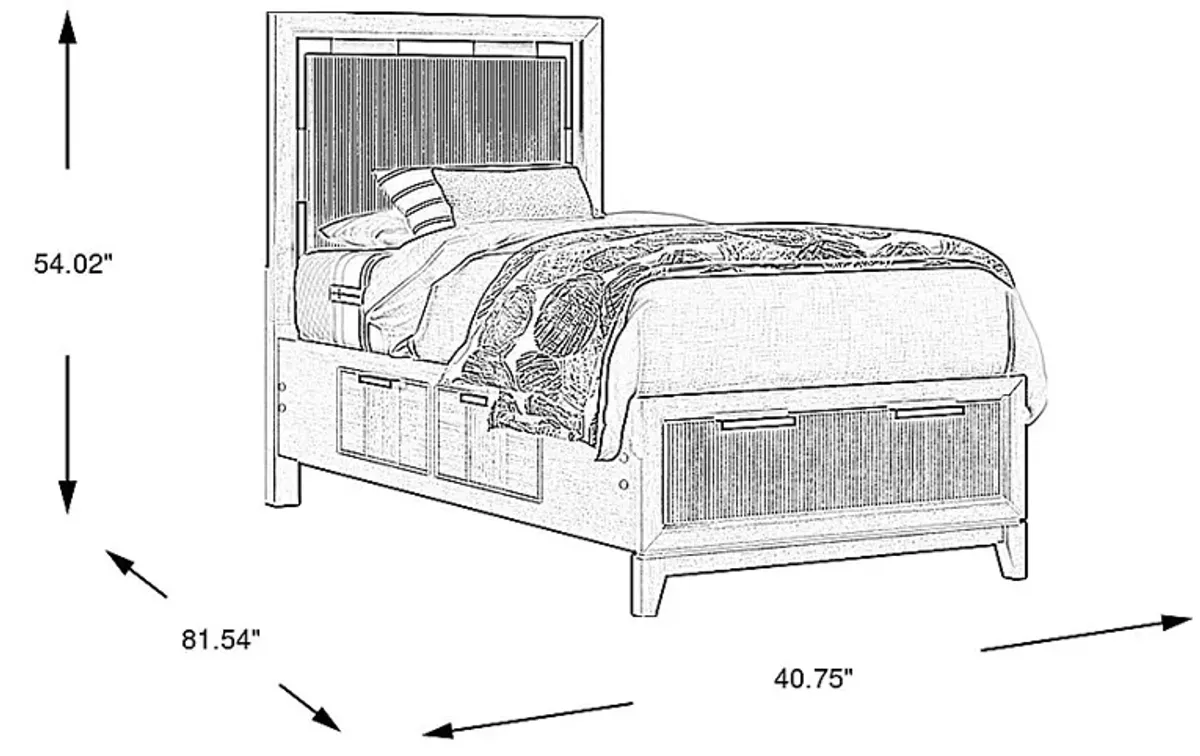 Kids Bellante Jr. 3 Pc Walnut Twin Storage Bed