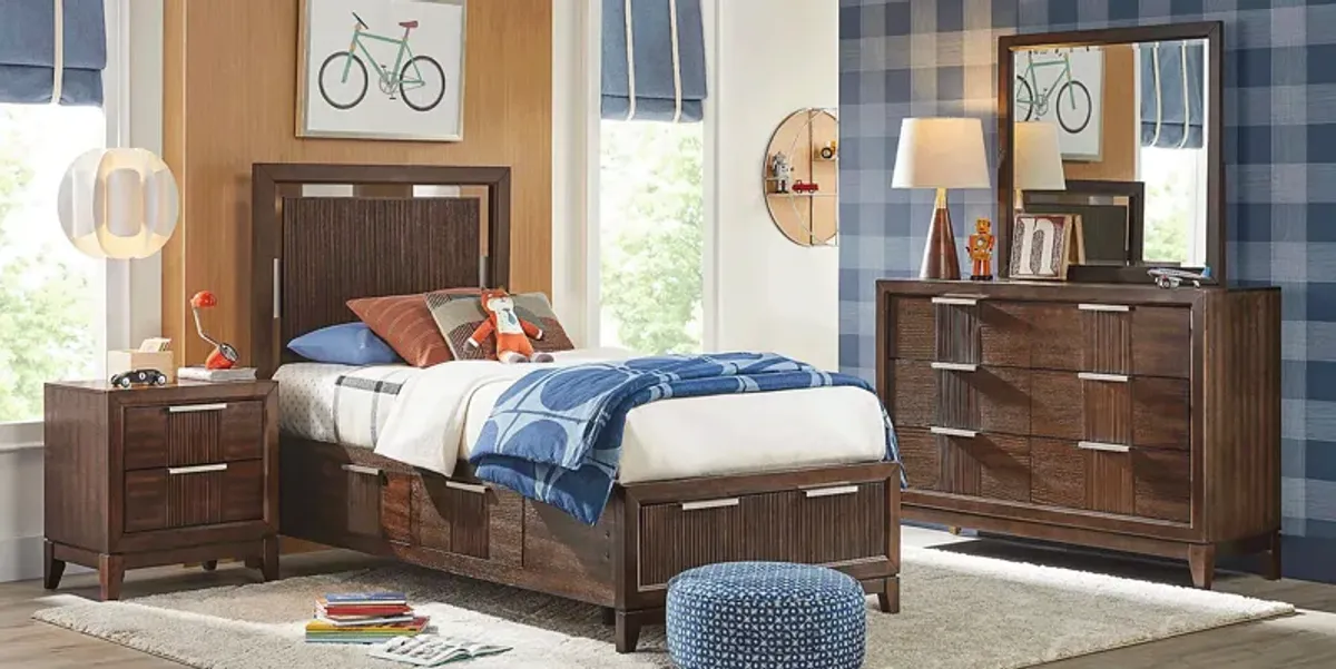 Kids Bellante Jr. 3 Pc Walnut Twin Storage Bed