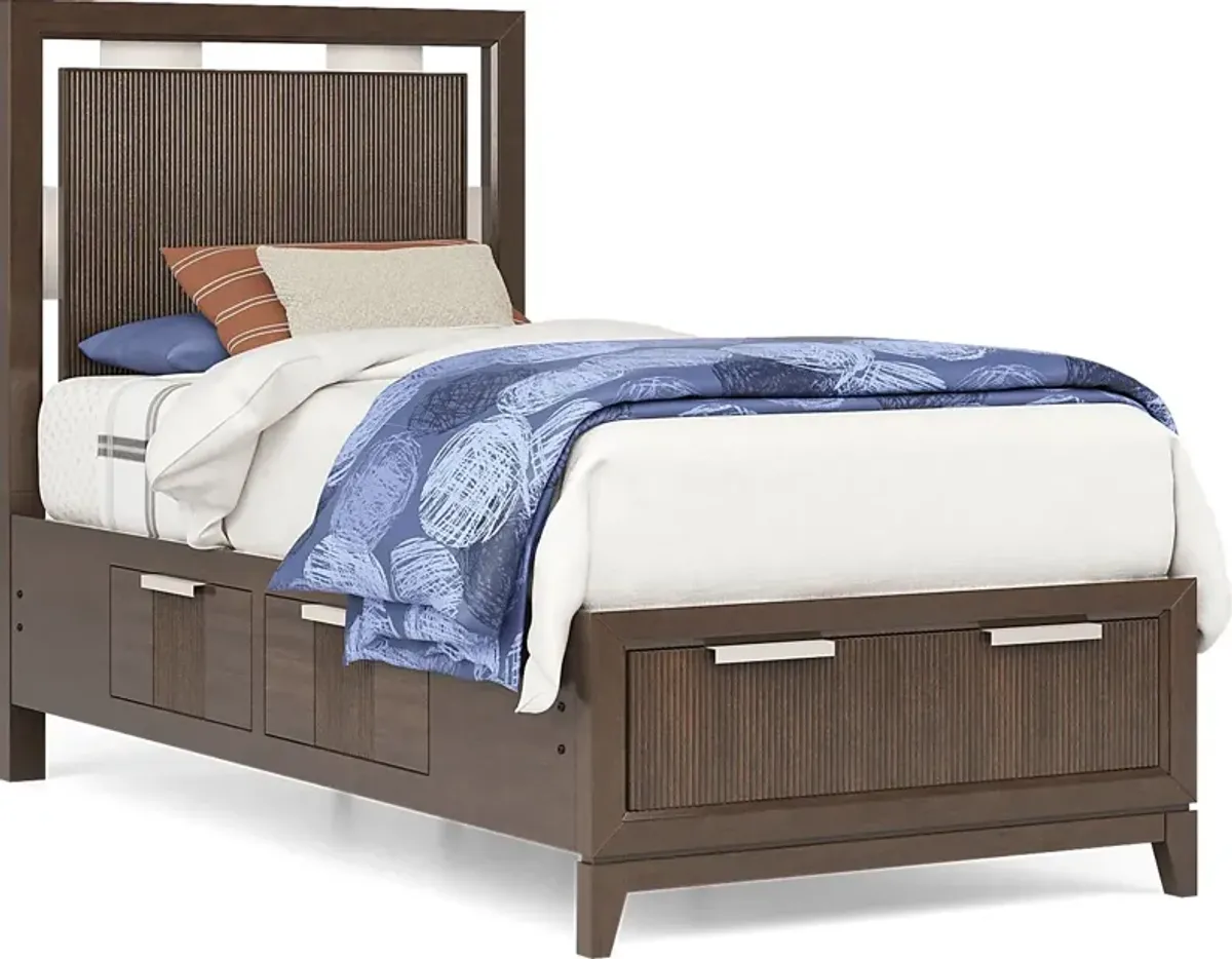 Kids Bellante Jr. 3 Pc Walnut Twin Storage Bed