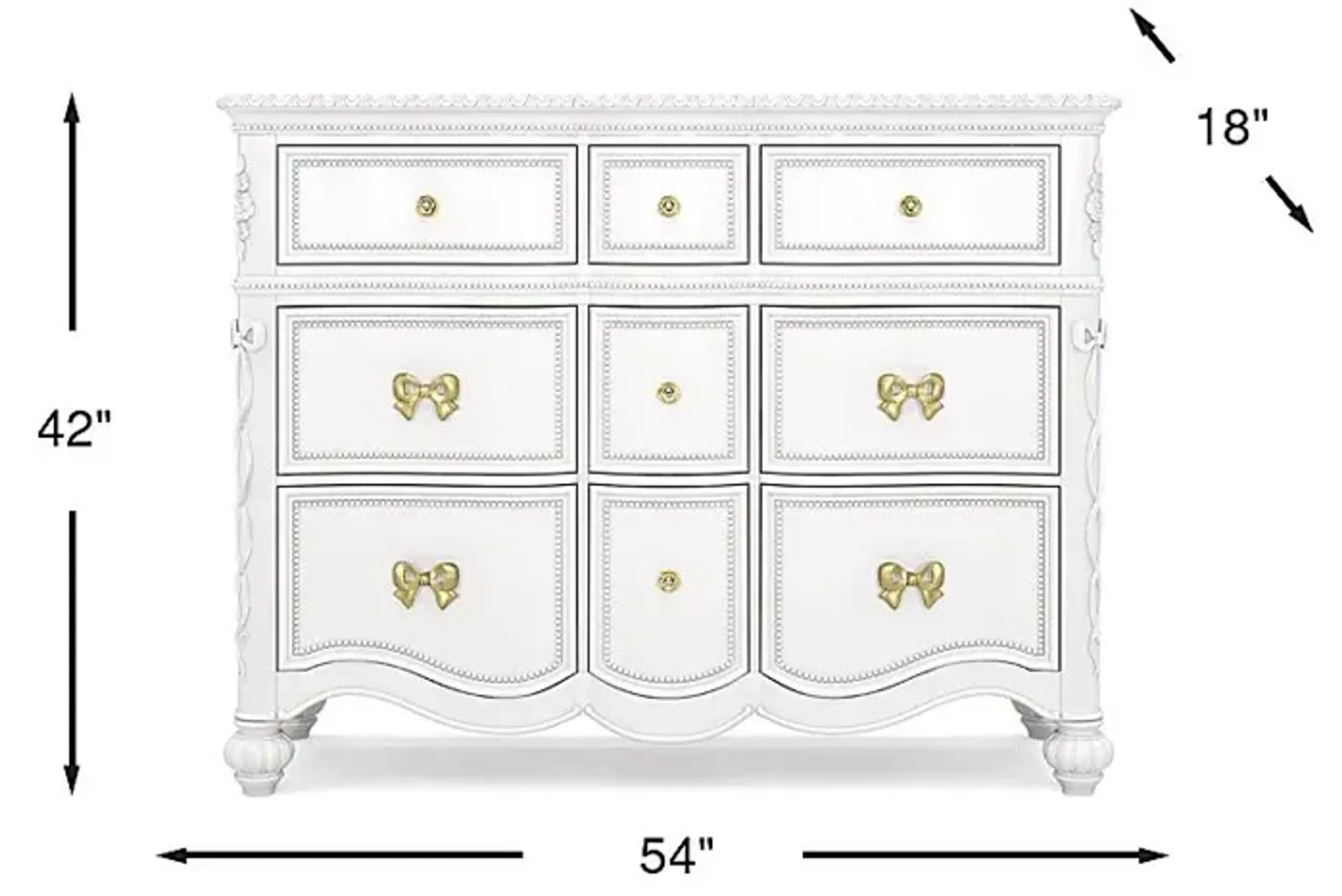 Disney Princess Sparkle White 9 Drawer Dresser Rooms To Go | Furniture.com