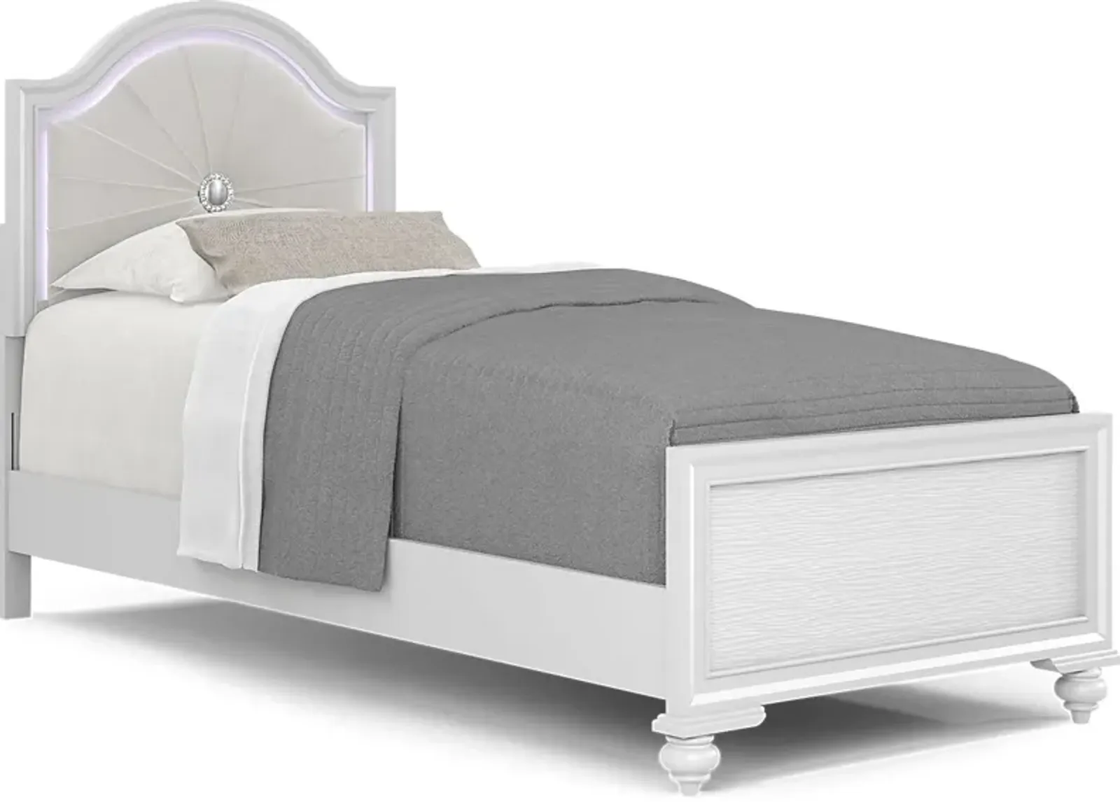 Kids Evangeline White 3 Pc Twin Lighted Upholstered Bed