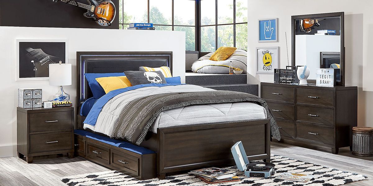 Kids Holden's Ridge Charcoal 3 Pc Twin Upholstered Bed