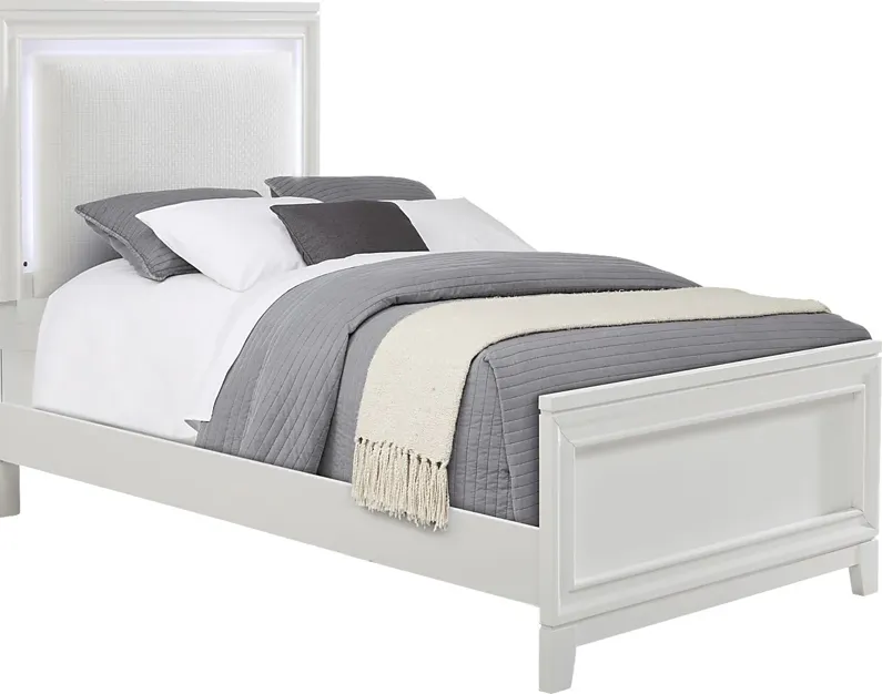 Kids Juno White 3 Pc Twin Lighted Upholstered Bed