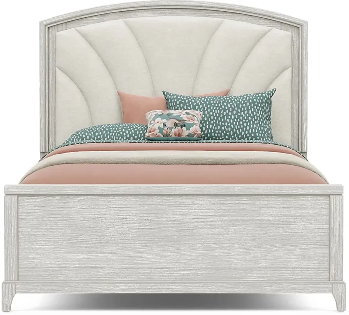 Kids Emilie Rose Wirebrush Gray Full Upholstered Bed