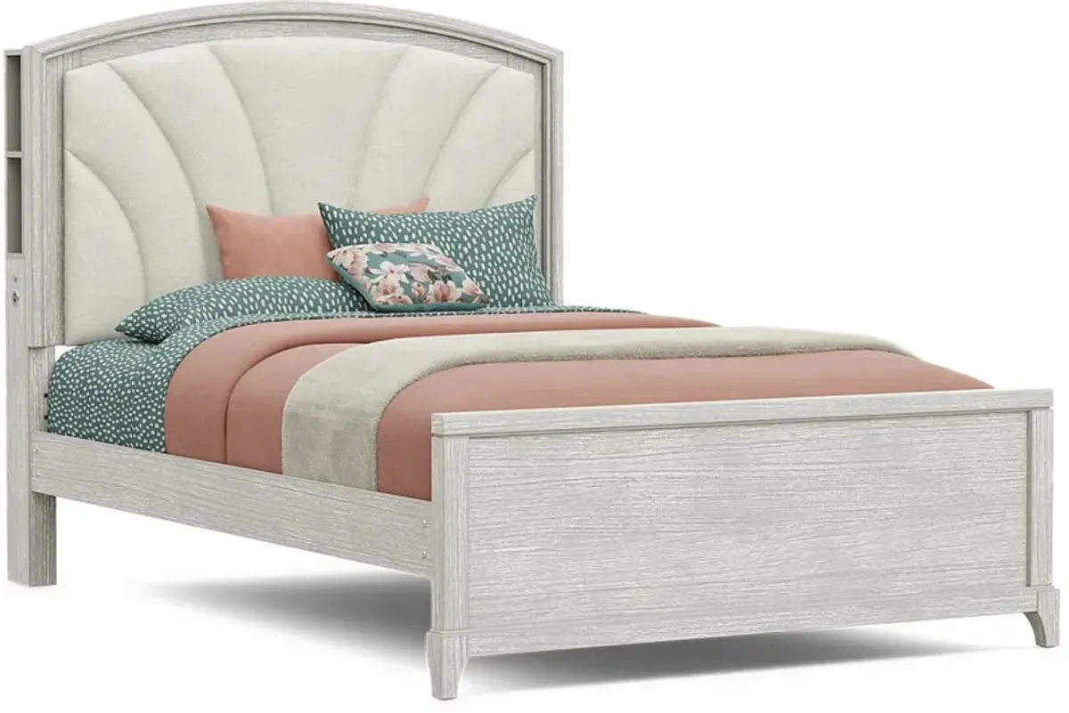 Kids Emilie Rose Wirebrush Gray Full Upholstered Bed