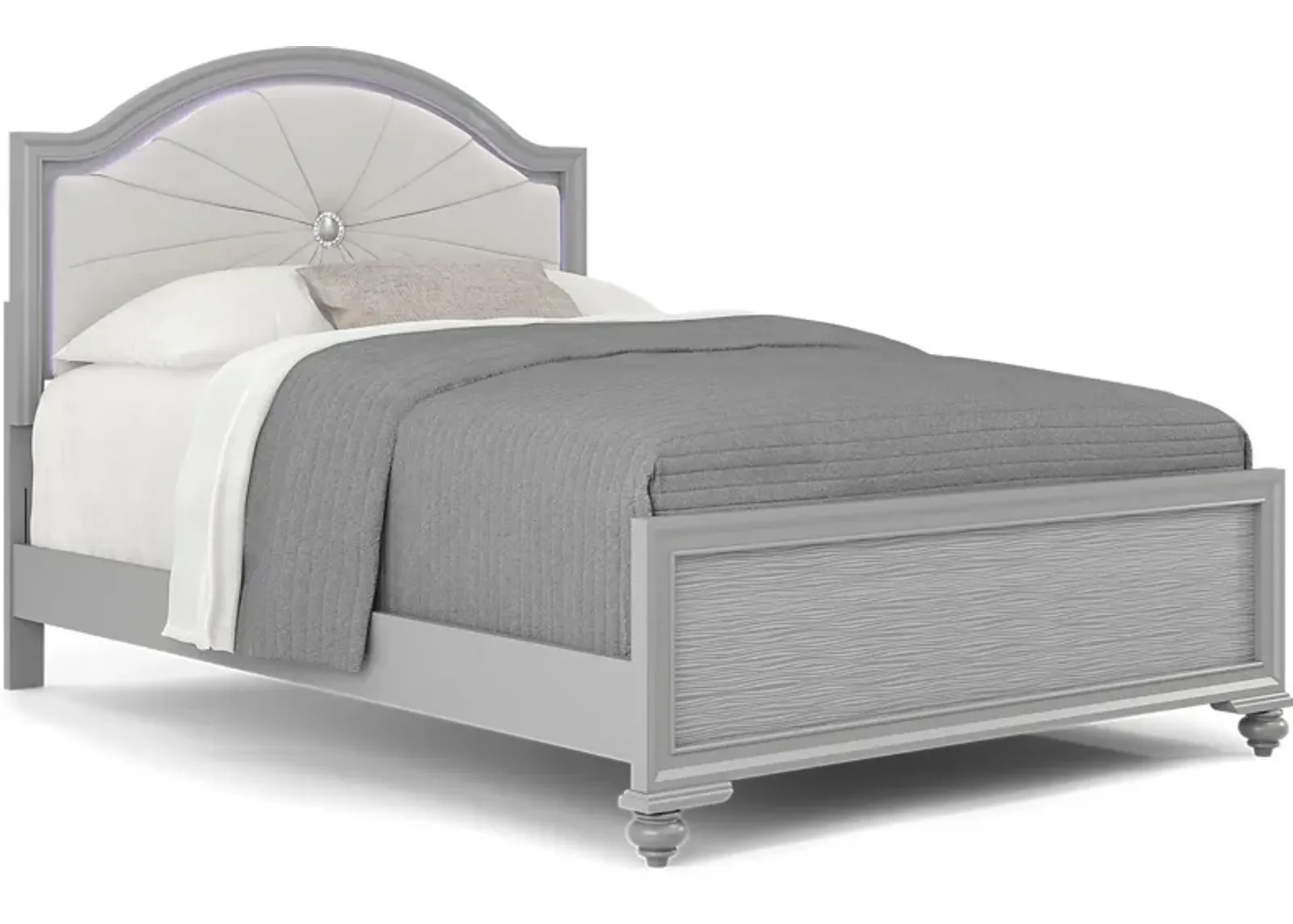 Kids Evangeline Silver 3 Pc Full Lighted Upholstered Bed