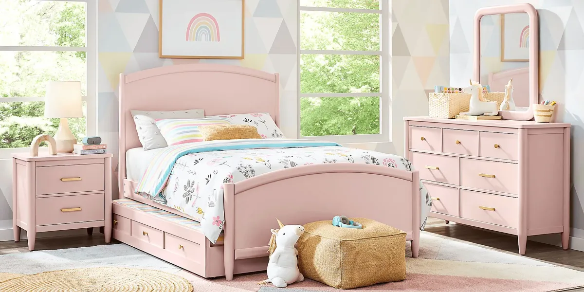 Kids Modern Colors Pink 3 Pc Full Panel Bed