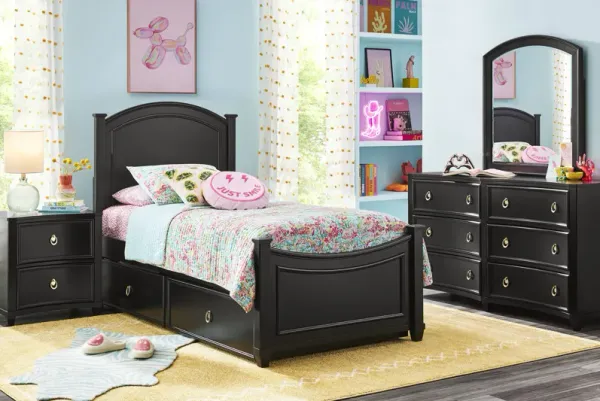 Kids Jaclyn Lane Black Twin Panel Bedroom