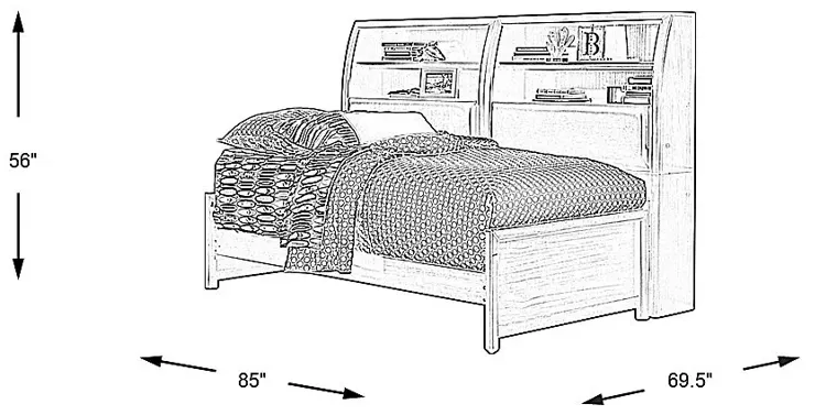 Kids Santa Cruz Brown Cherry 5 Pc Full Bookcase Wall Bed