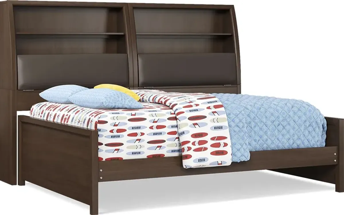 Kids Santa Cruz Brown Cherry 5 Pc Full Bookcase Wall Bed