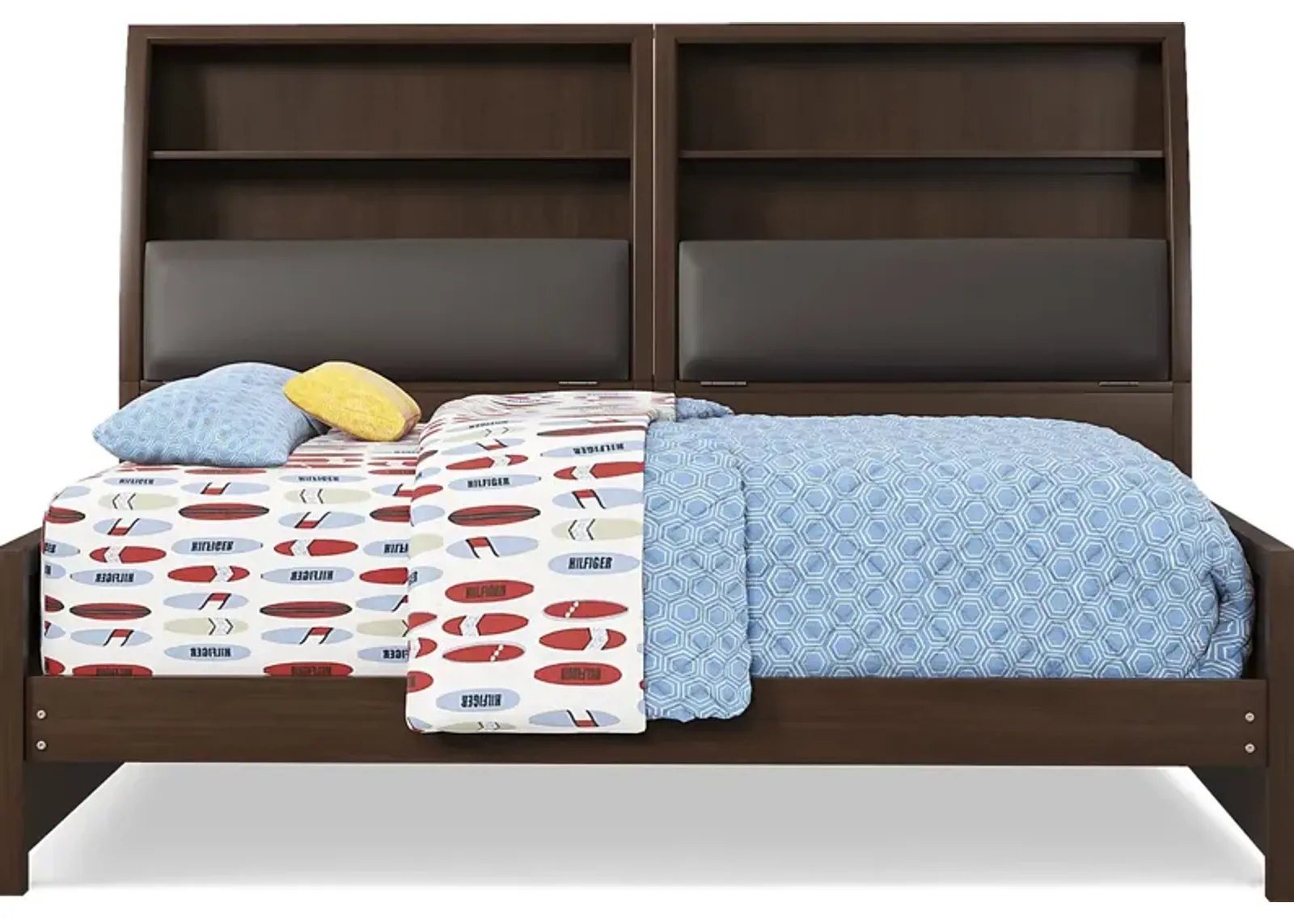 Kids Santa Cruz Brown Cherry 5 Pc Full Bookcase Wall Bed