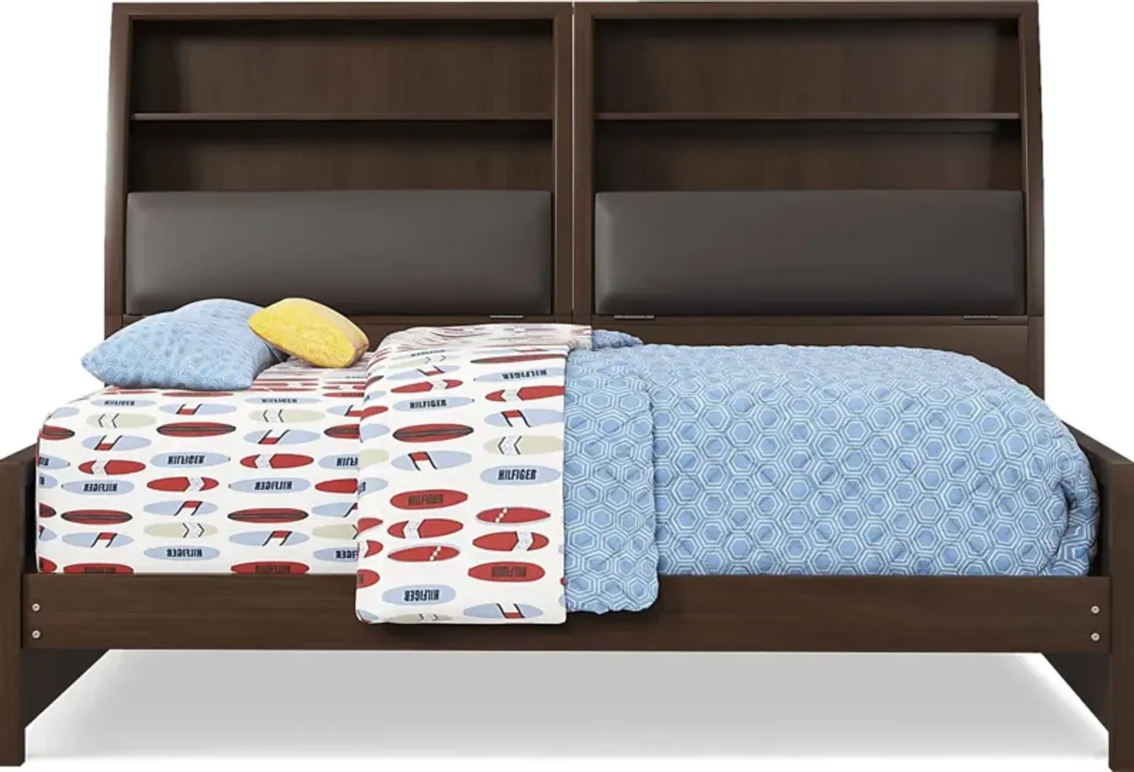 Kids Santa Cruz Brown Cherry 5 Pc Full Bookcase Wall Bed