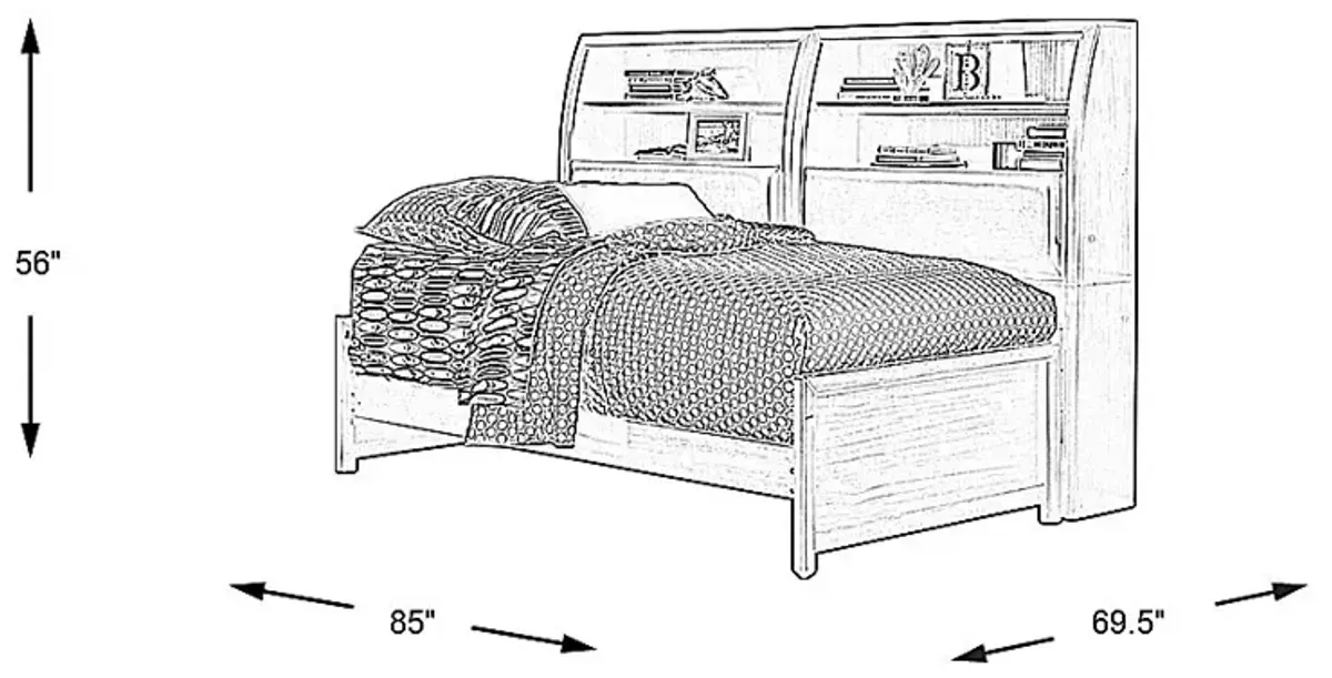 Kids Santa Cruz Gray Full Bookcase Wall Bed