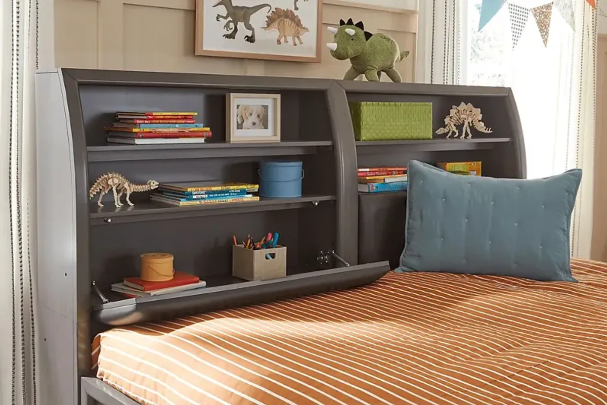 Kids Santa Cruz Gray Full Bookcase Wall Bed