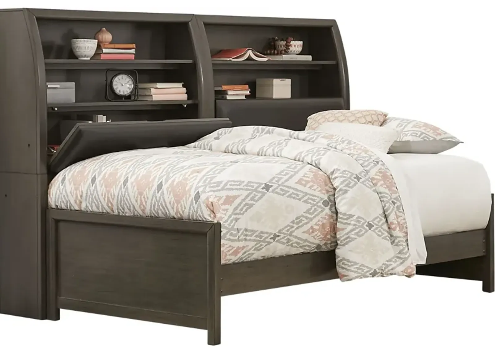 Kids Santa Cruz Gray 5 Pc Full Bookcase Wall Bed