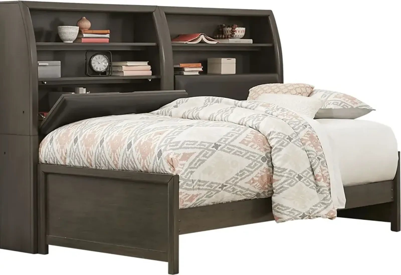 Kids Santa Cruz Gray 5 Pc Full Bookcase Wall Bed