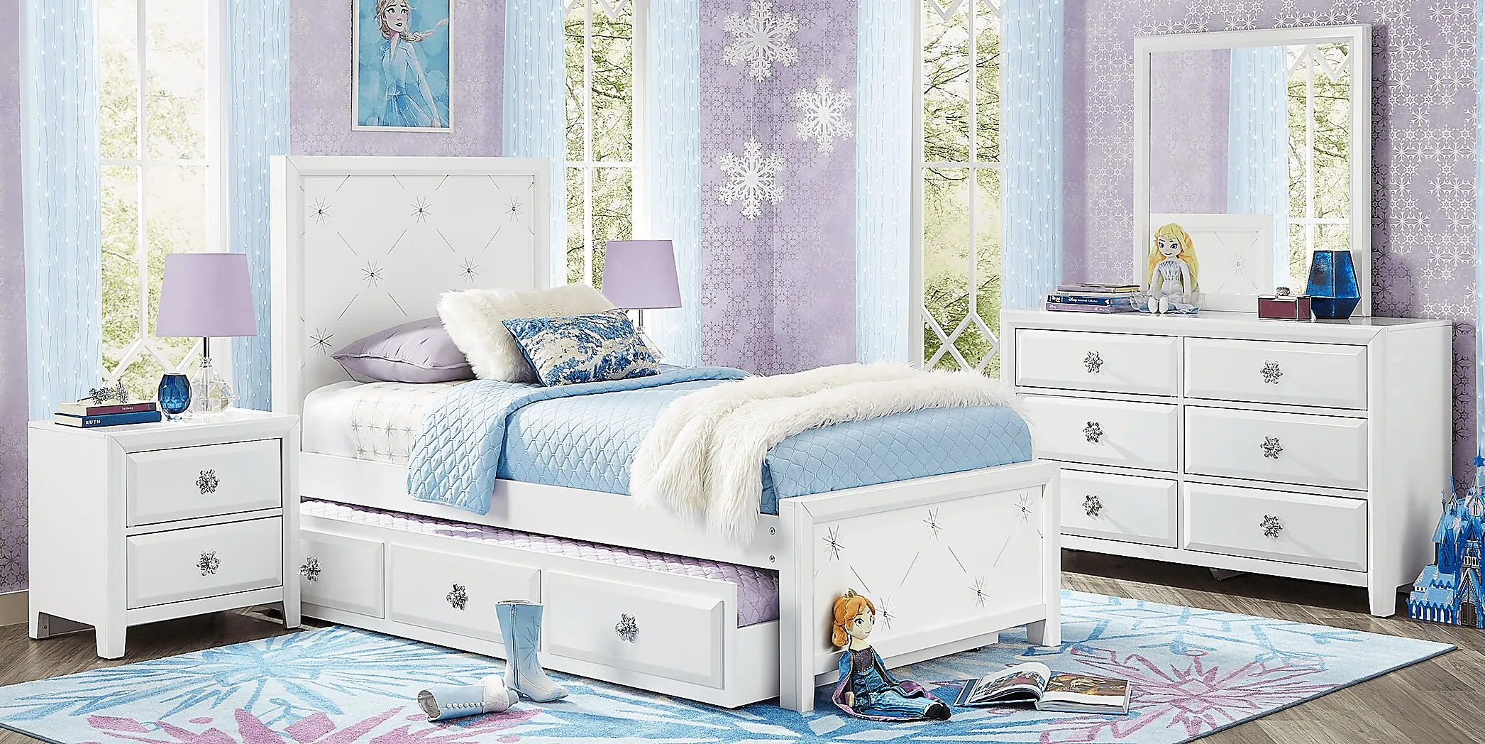 Disney Frozen Ice White 5 Pc Twin Panel Bedroom