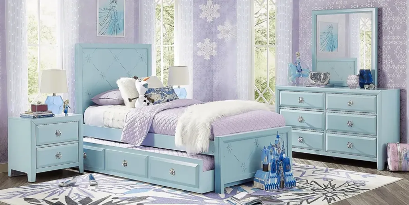 Disney Frozen Ice Blue 5 Pc Twin Panel Bedroom