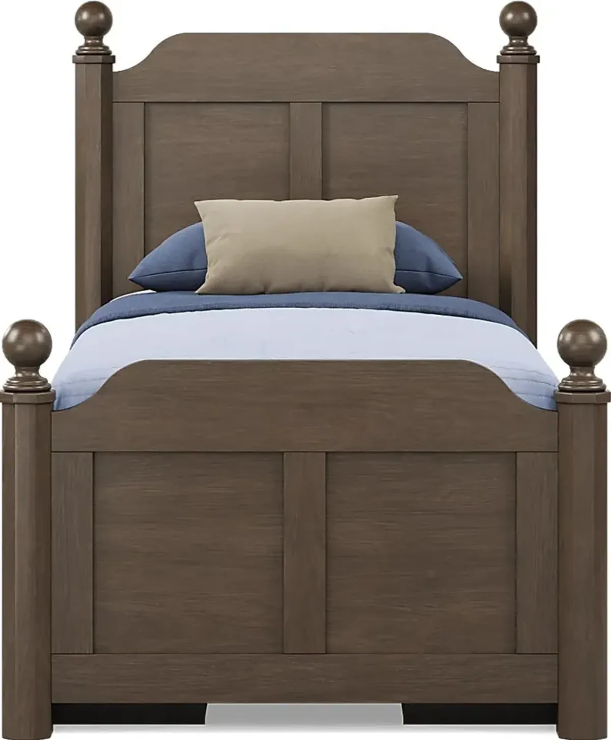 Kids South Bend Brown Cherry 3 Pc Twin Poster Bed with 2 Storage Side Rails