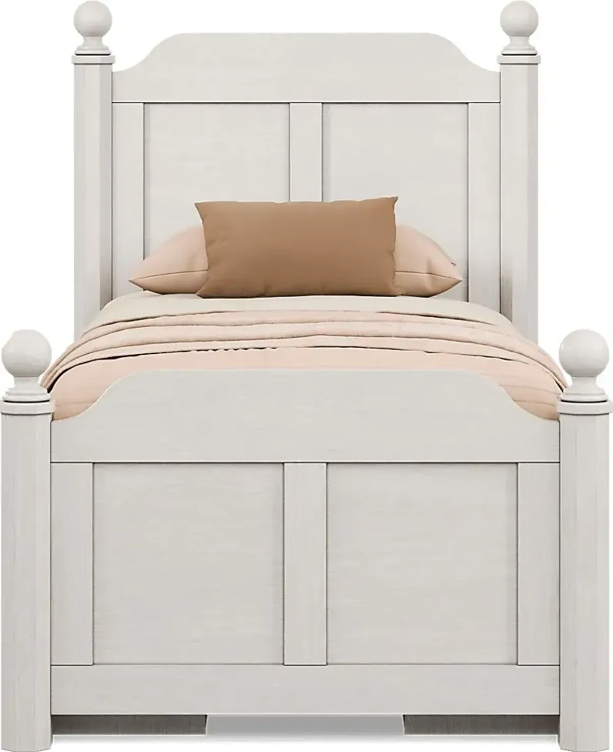 Kids South Bend Washed White 3 Pc Twin Poster Bed with 2 Storage Side Rails