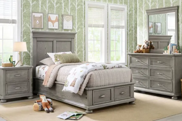 Kids Woodland Adventures Classic Gray Twin Storage Bedroom