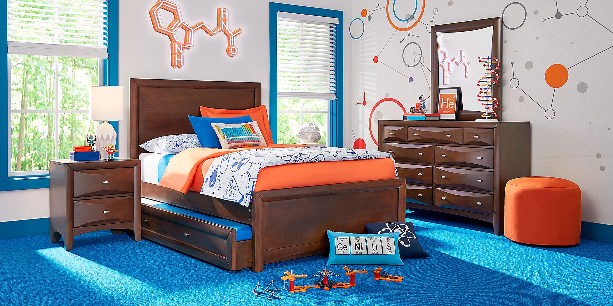 Kids Ivy League 2.0 Walnut 5 Pc Twin Panel Bedroom