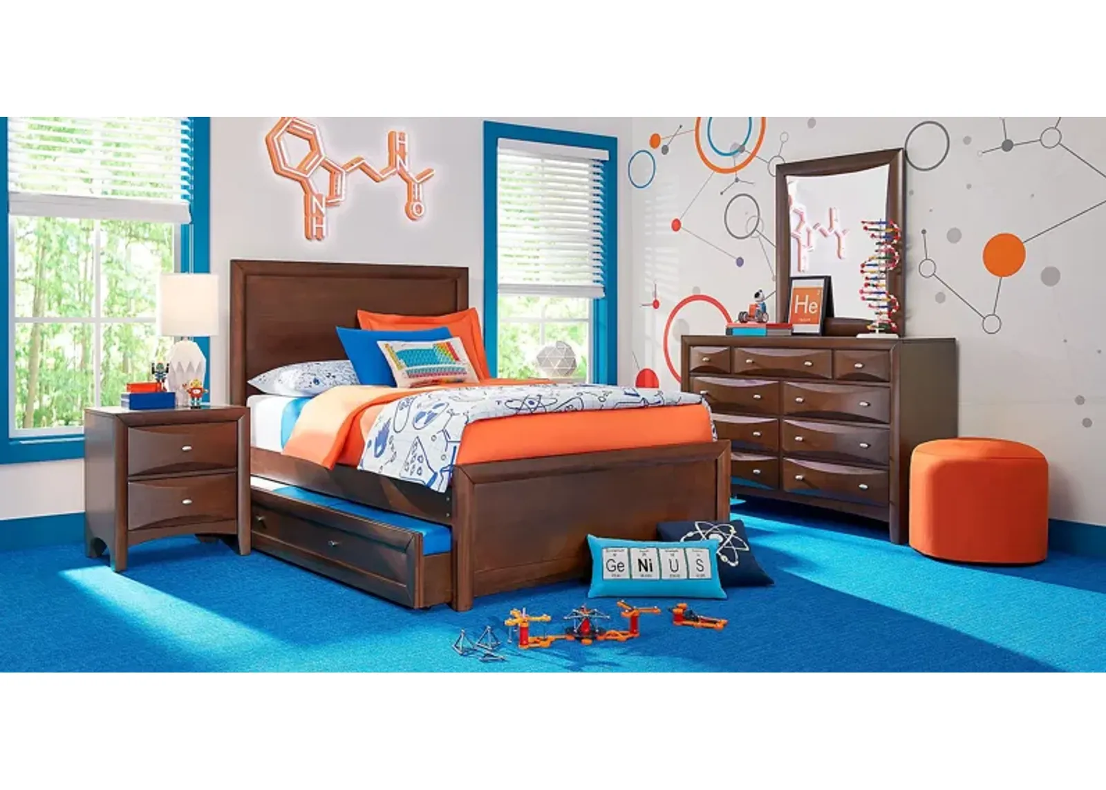 Kids Ivy League 2.0 Walnut 5 Pc Twin Panel Bedroom