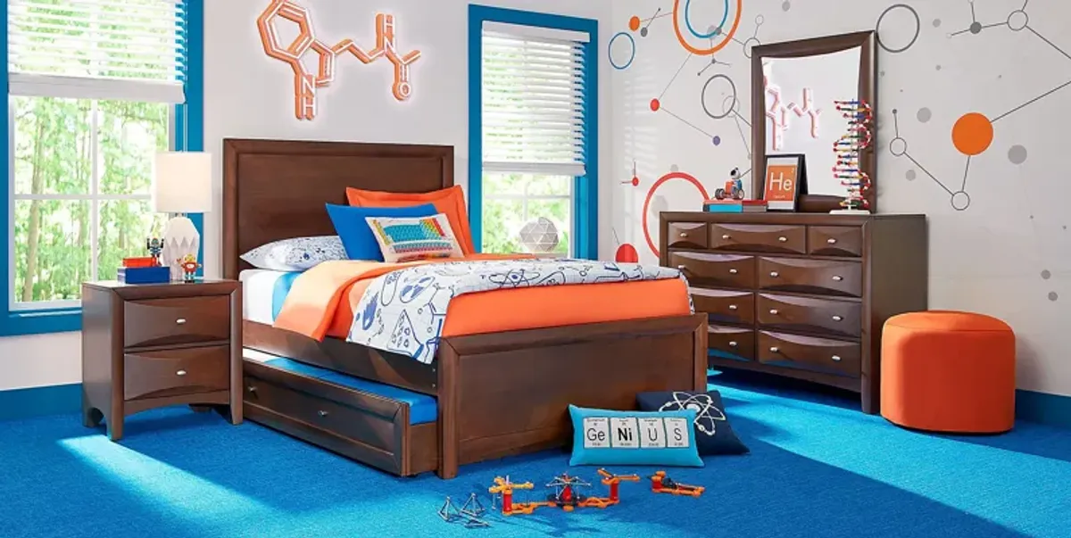 Kids Ivy League 2.0 Walnut 5 Pc Twin Panel Bedroom