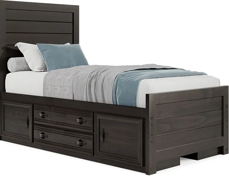 Kids Creekside 2.0 Charcoal 3 Pc Twin Panel Bed with 2 Storage Side Rails