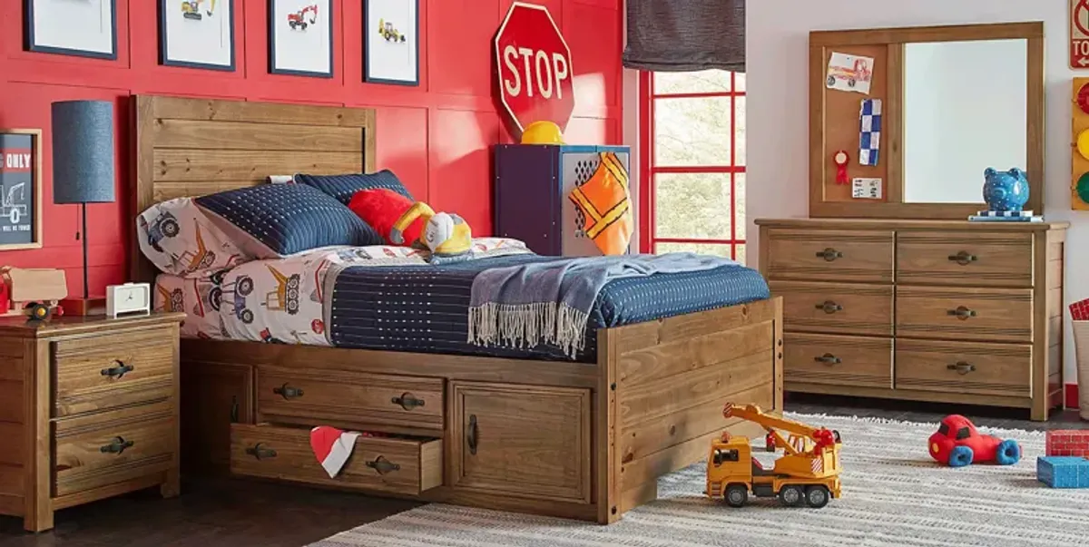 Kids Creekside 2.0 Chestnut 3 Pc Twin Panel Bed with 2 Storage Side Rails