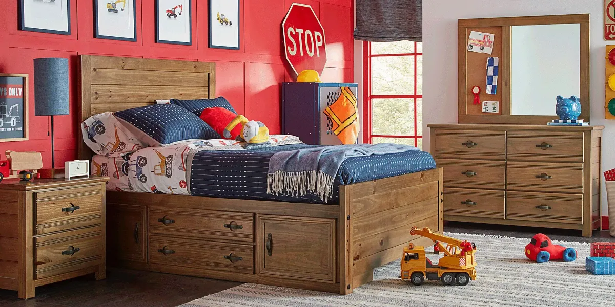 Kids Creekside 2.0 Chestnut 3 Pc Twin Panel Bed with 2 Storage Side Rails