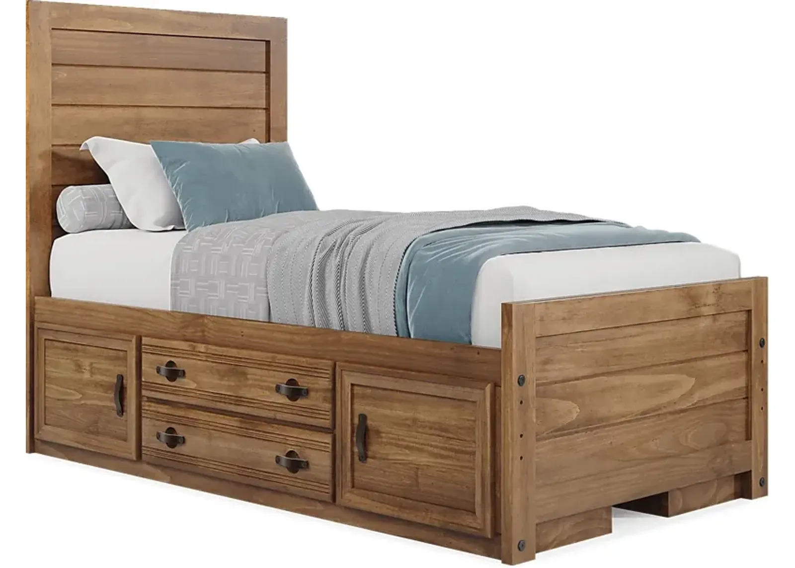 Kids Creekside 2.0 Chestnut 3 Pc Twin Panel Bed with 2 Storage Side Rails