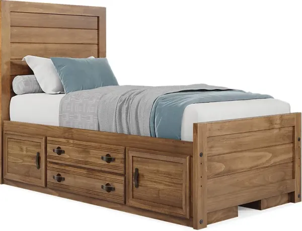 Kids Creekside 2.0 Chestnut Twin Panel Bed with 2 Storage Side Rails