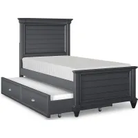 Kids Hilton Head Graphite 4 Pc Twin Panel Bed with Twin Storage Trundle