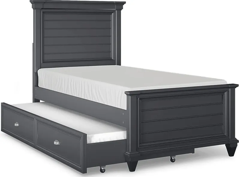 Kids Hilton Head Graphite 4 Pc Twin Panel Bed with Twin Storage Trundle