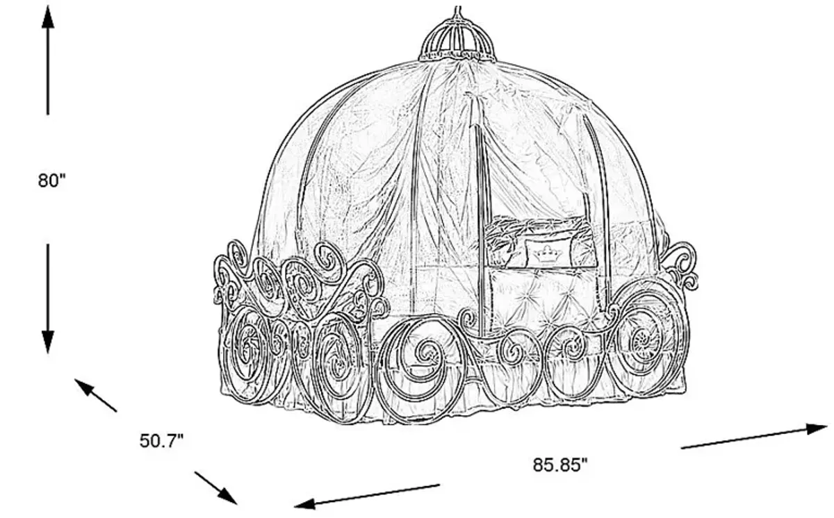 Disney Princess Fairytale Royal Gold 4 Pc Twin Carriage Canopy Bed