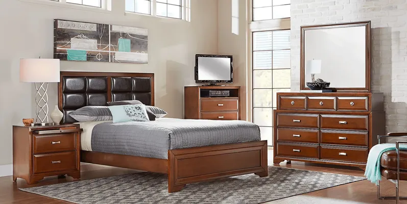 Belcourt Brown Cherry 5 Pc King Upholstered Bedroom
