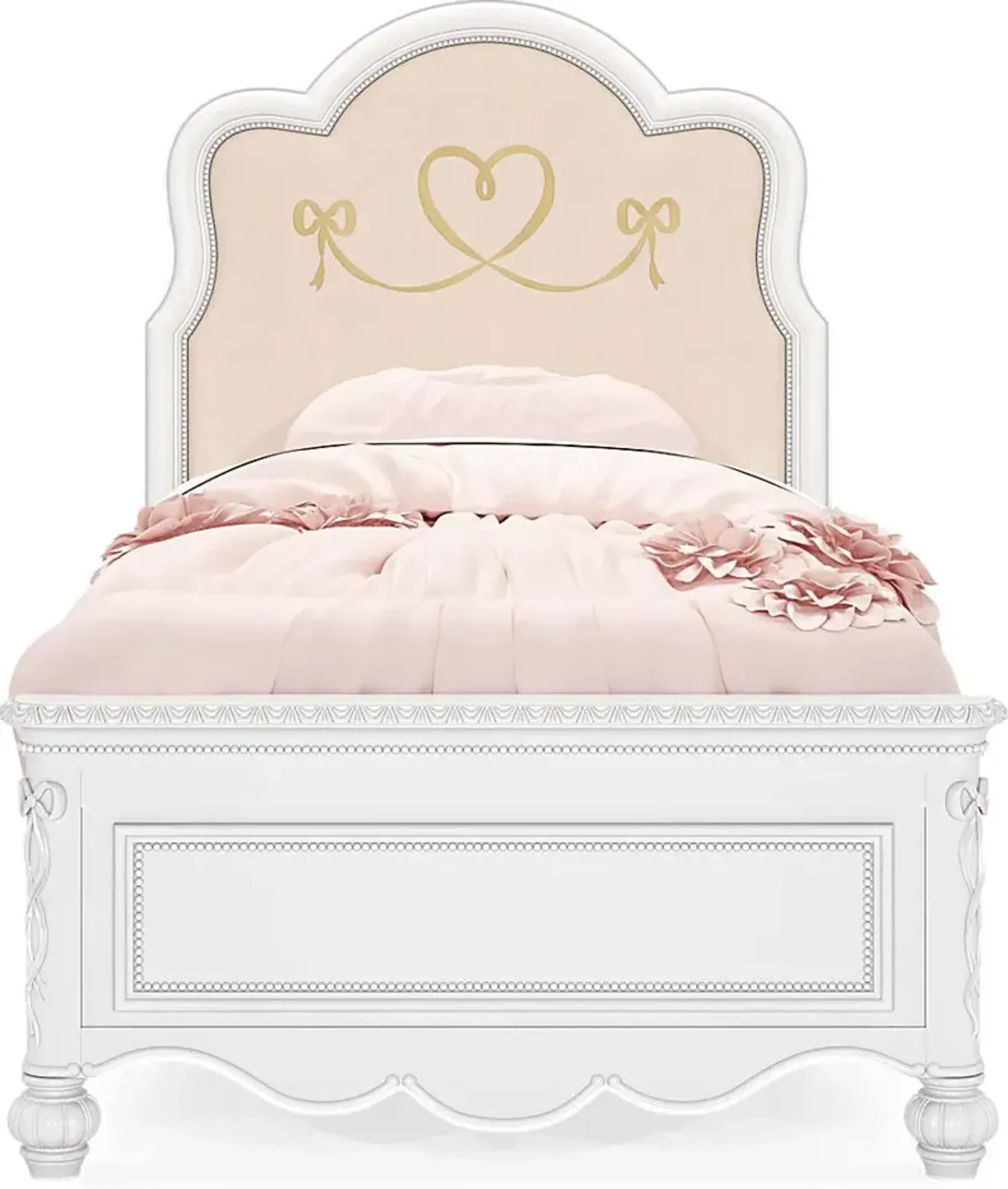 Disney Princess Sparkle White Twin Upholstered Panel Bed