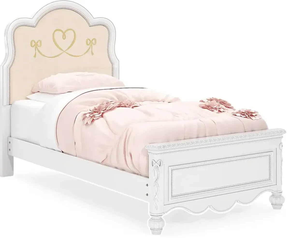 Disney Princess Sparkle White Twin Upholstered Panel Bed