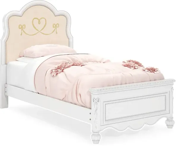 Disney Princess Sparkle White Twin Upholstered Panel Bed