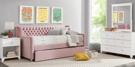 Kids Springtown White Wash 5 Pc Bedroom with Alena Pink Twin Daybed