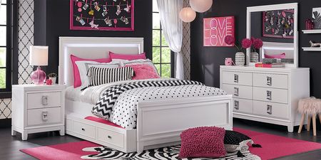 Kids Juno White 3 Pc Full Lighted Upholstered Bed