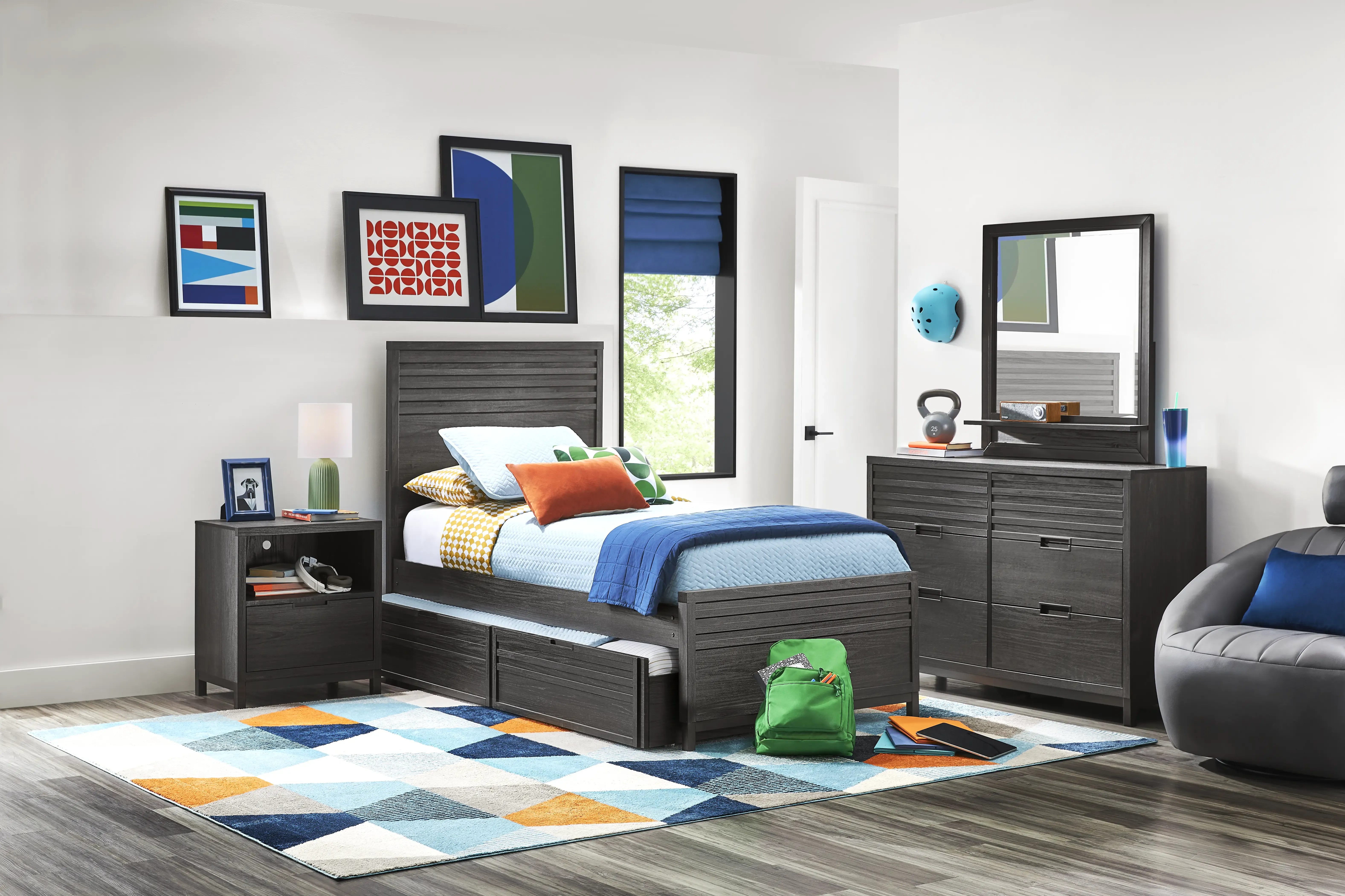 Kids Northridge Drive Charcoal Twin Panel Bedroom