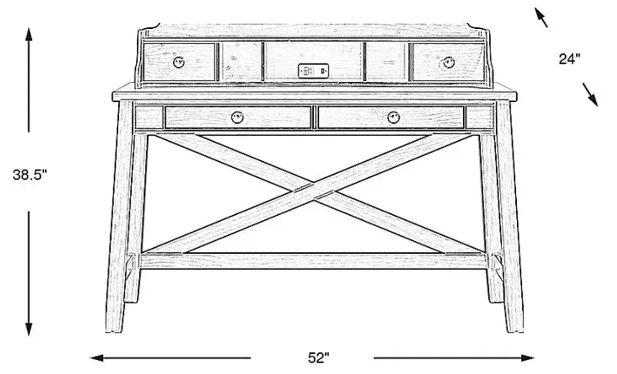 Kids Country Hollow Fawn Desk with Hutch